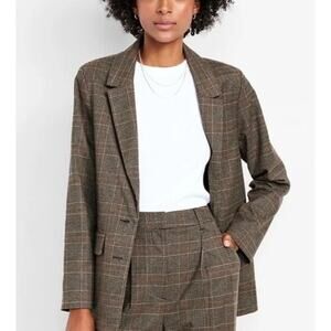 Old Navy Oversized Plaid Soft-Brushed Tweed Blazer size XXL